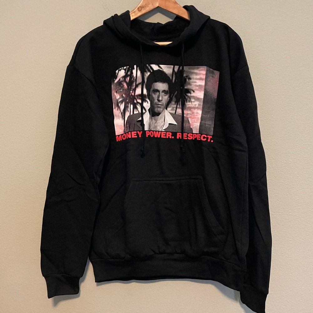 Scarface Money Power Respect Black Hoodie - Size Small